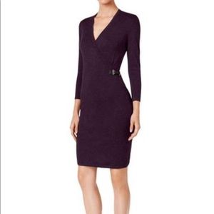 Calvin Klein’s Buckle Faux-Wrap Sweater dress